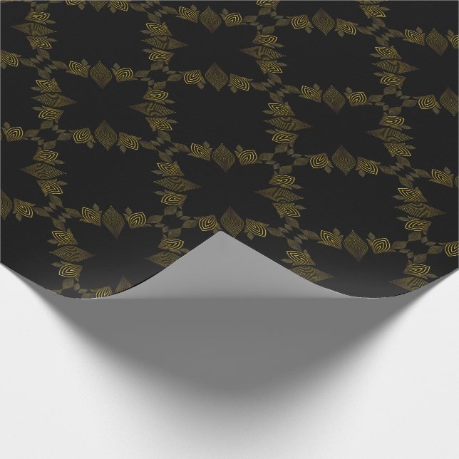 Papel De Regalo pétalo de flor de línea dorada (Esquina)