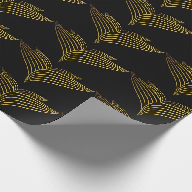 Papel De Regalo pétalo de flor de línea dorada (Esquina)