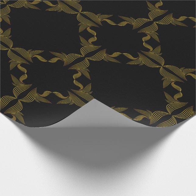 Papel De Regalo pétalo de flor de línea dorada (Esquina)