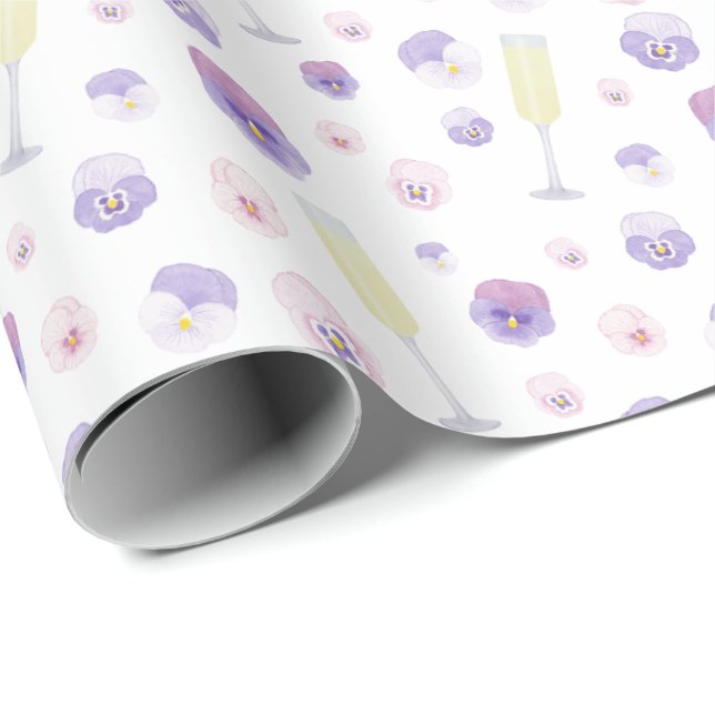 Papel De Regalo Pétalos De Agua Púrpura Y Prosecco De bonito (Esquina del rollo)