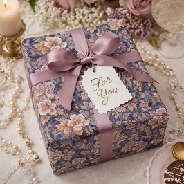 Papel De Regalo Pétalos de antigüedad floral púrpura