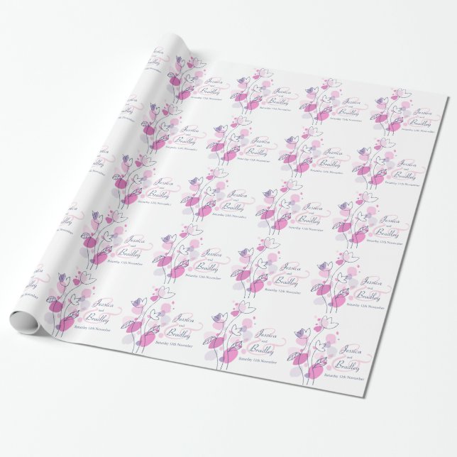 Papel De Regalo Pétalos de flores de confetti envoltura de boda az (Desenrollado)