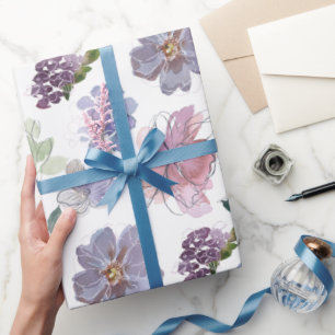 Papel De Regalo Pétalos Rosa Purpura Fondo Blanco