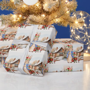 Papel De Regalo Peter el Conejo con el Elf y el paisaje nevado