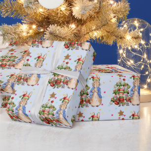 Papel De Regalo Peter el conejo con el elfo y el árbol de Navidad
