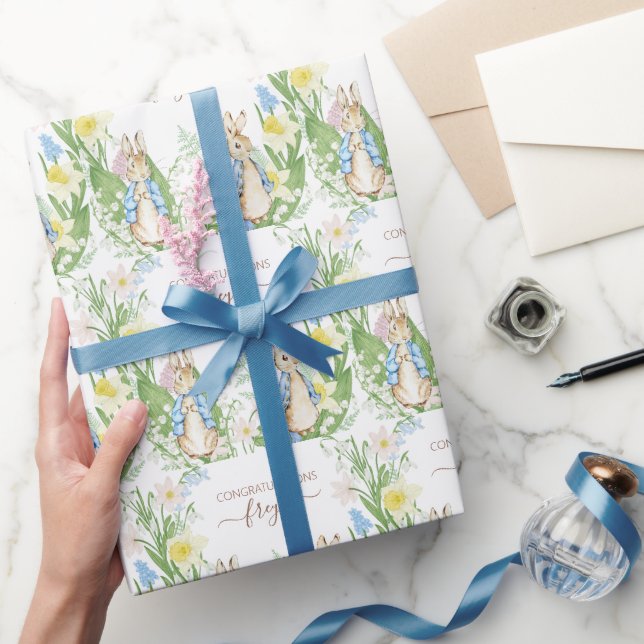 Papel De Regalo Peter: La primavera del conejo florece en Baby Sho (Regalar)