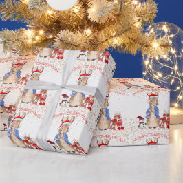 Papel De Regalo Peter, Navidades de conejo Gorra reno Blanco Rojo