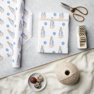 Papel De Regalo Peter Rabbit Blue Bunny Animal Baby Shower