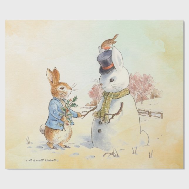 Papel De Regalo Peter Rabbit (hombre de nieve) (Superficie plana)