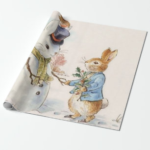 Papel De Regalo Peter Rabbit y el muñeco de nieve de Beatrix Potte