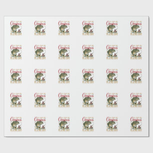 Papel De Regalo Pez grande de Navidad Bajo Santa Barco Pesca