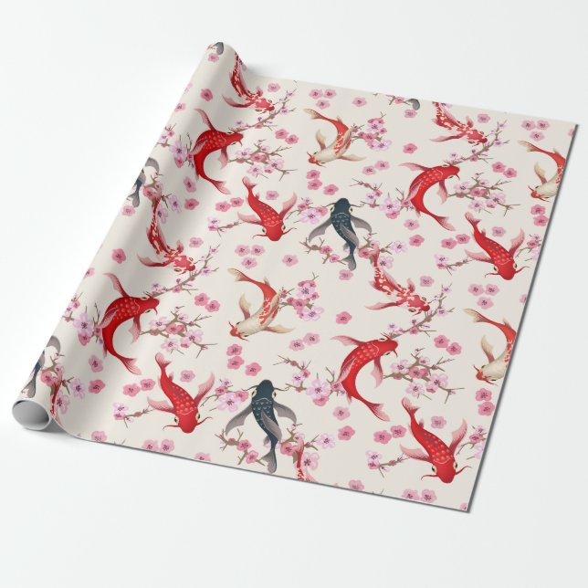 Papel De Regalo Pez Koi (Desenrollado)