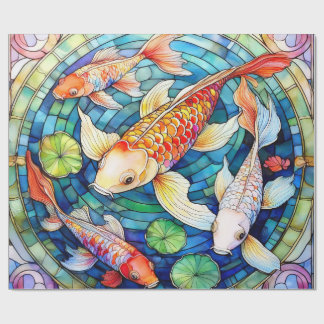 Papel De Regalo Pez Koi en Vidrio Emplomado