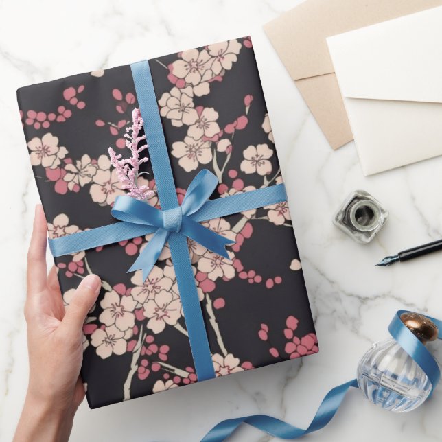 Papel De Regalo Pez Koi Japonés Patrón Sakura (Regalar)