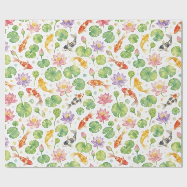 Papel De Regalo Pez koi y loto (Superficie plana)