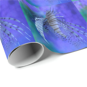 Papel De Regalo Pez León Acuario Pez Púrpura Pterois Pez Cebra