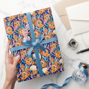 Papel De Regalo Pez payaso Caricatura lindo Familia Bajo el agua