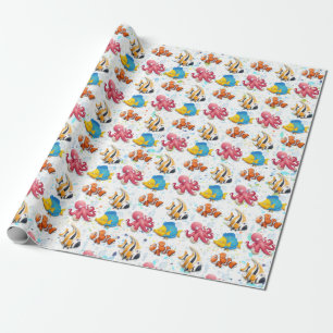 Papel De Regalo Pez Tropical Colorido Niños