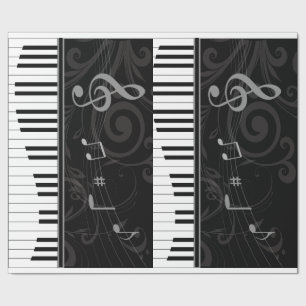 Papel De Regalo Piano caprichoso y notas musicales