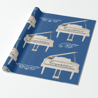 Papel De Regalo Pianos de cola blancos, texto del personalizado de
