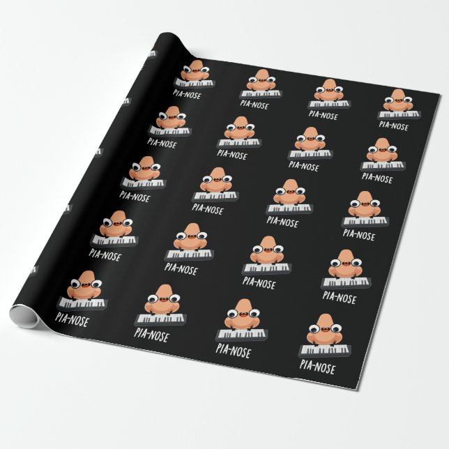 Papel De Regalo Pianose Funny Piano Nose Pun Dark BG (Desenrollado)