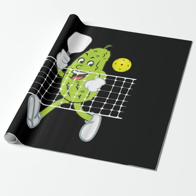 Papel De Regalo Pickle Jugando Pickleball - Divertido Paddle (Desenrollado)
