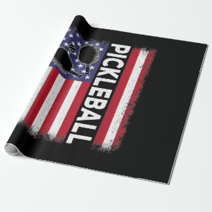 Papel De Regalo Pickleball Bandera Americana Divertido Amante Pick