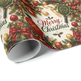 Papel De Regalo Pickleball con tema de Navidad