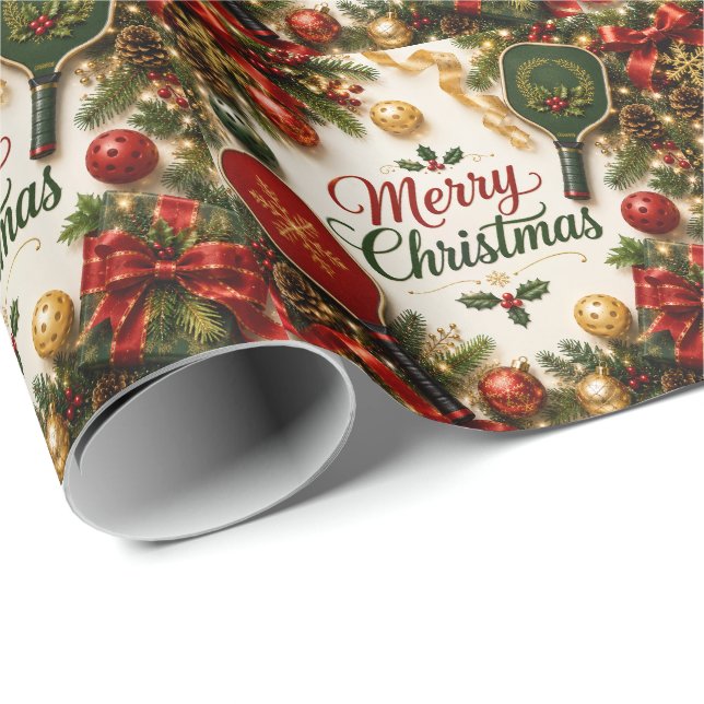 Papel De Regalo Pickleball con tema de Navidad (Esquina del rollo)
