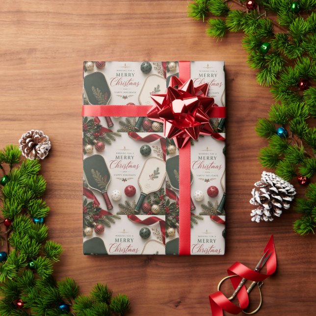 Papel De Regalo Pickleball con tema de Navidad (Regalo de vacaciones)