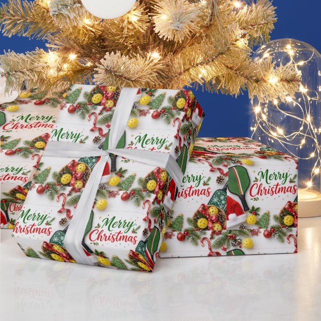 Papel De Regalo Pickleball con tema de Navidad (Vacaciones)