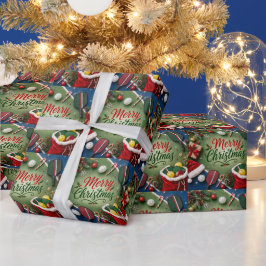 Papel De Regalo Pickleball con tema de Navidad