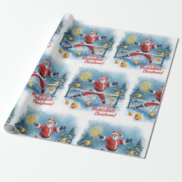 Papel De Regalo Pickleball Navidad con Santa temática en Partido