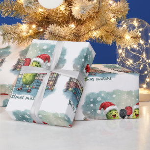 Papel De Regalo Pickleball Navidad con Santa temática en Partido