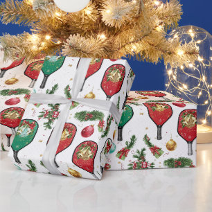 Papel De Regalo Pickleball Navidad temática con paleta