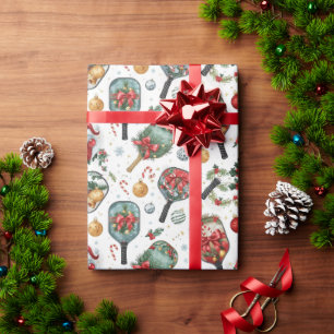 Papel De Regalo Pickleball Navidad temática con paleta 