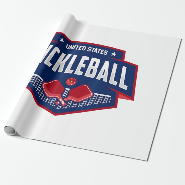 Papel De Regalo Pickleball Support Team Pickleball Player USA (Desenrollado)