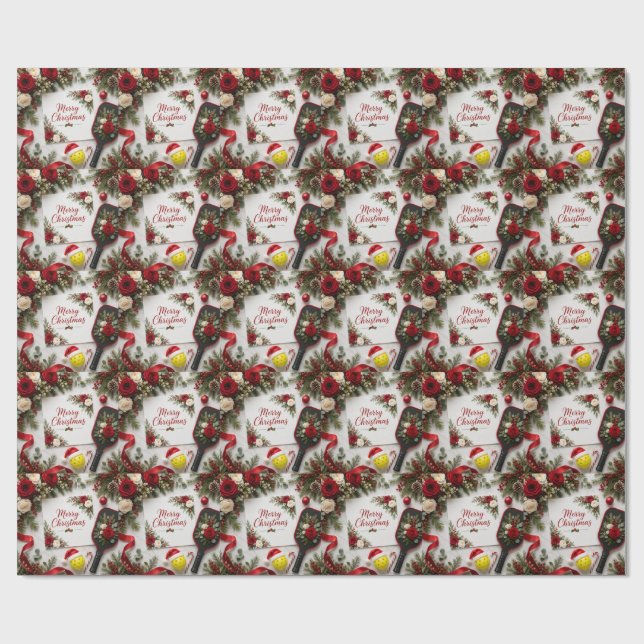 Papel De Regalo Pickleball temática de Navidad  (Superficie plana)