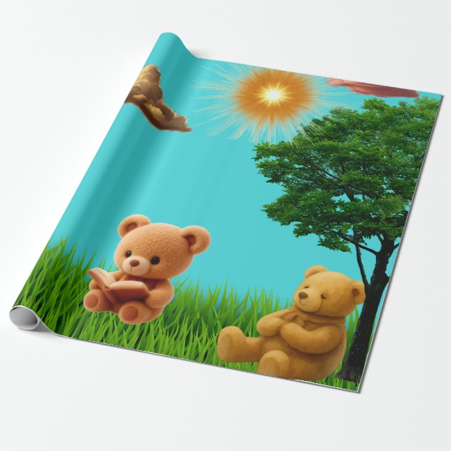 Papel De Regalo Pícnic de ositos de peluche (Desenrollado)