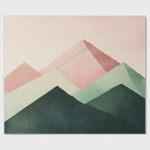 Papel De Regalo Pico Pastel – Paisaje Geométrico de Montaña #1