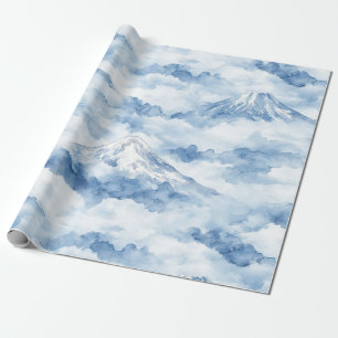Papel De Regalo Picos brumosos: paisaje montañoso al acuarela (10)