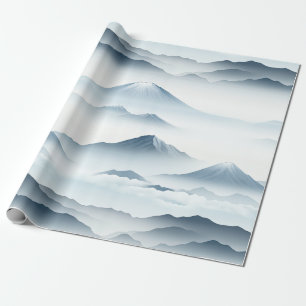 Papel De Regalo Picos brumosos: paisaje montañoso al acuarela (4)