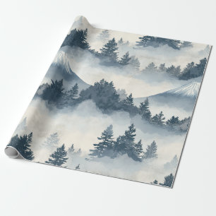 Papel De Regalo Picos de Montañas Nevadas Suaves - Azul Blanco