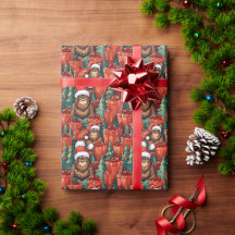 Pie grande en Santa Hats en los Navidades de Woods