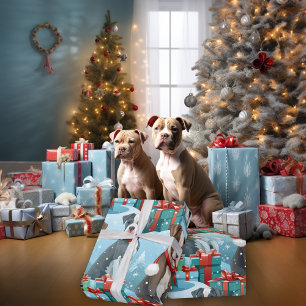 Papel De Regalo Piebald PitBull Puppy Perros Amantes Navidades