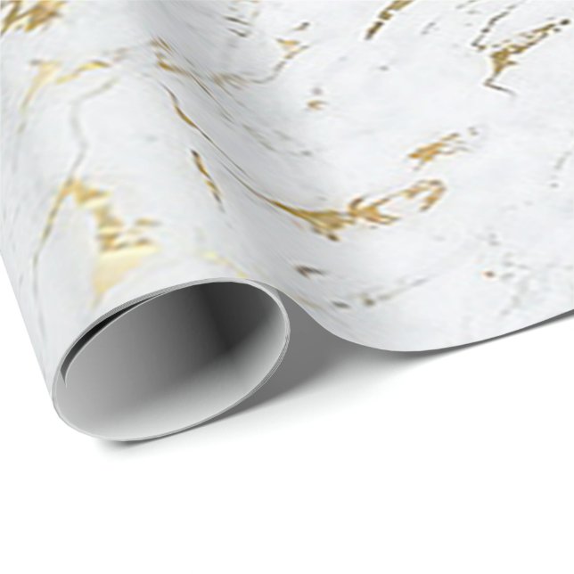 Papel De Regalo Piedra de mármol de Carrara blanca de oro Lujo VIP (Esquina del rollo)