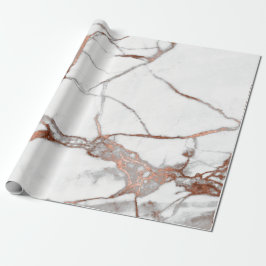 Papel De Regalo Piedra de mármol de Carrara con Rosa de cobre blan