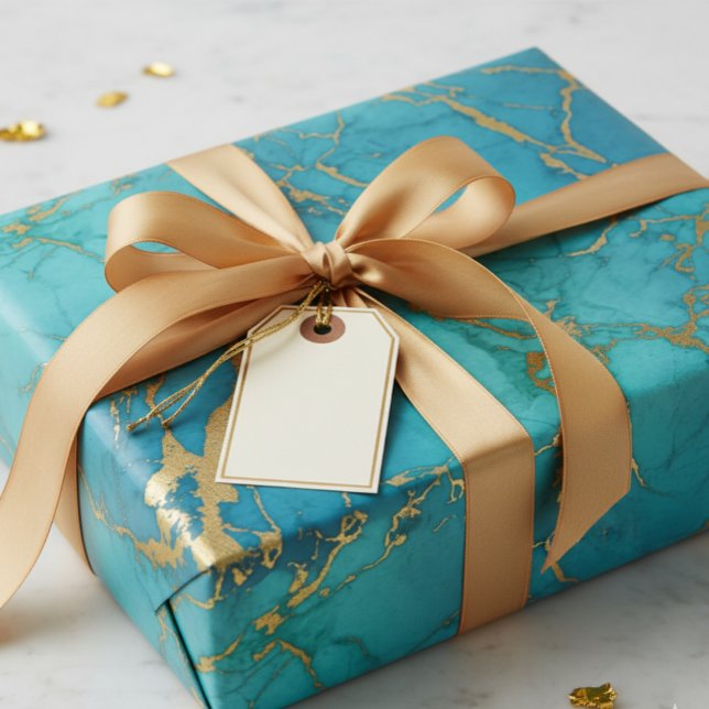 Papel De Regalo Piedra de mármol metálico de oro azul turquesa (Subido por el creador)