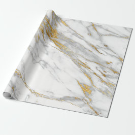 Papel De Regalo Piedra de oro gris de mármol de Carrara blanca mín