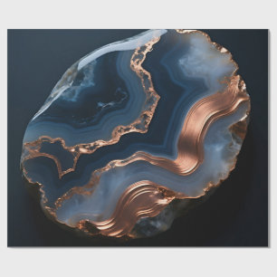 Papel De Regalo Piedra preciosa de ágata bandeada de cobre azul de